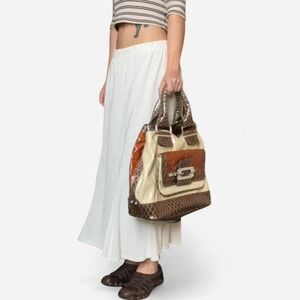 Vintage cream flowy maxi skirt